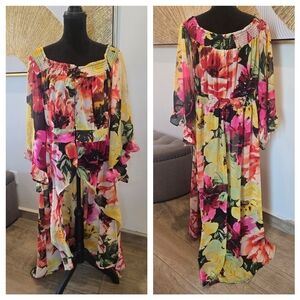 Floral Off-Shoulder High-low Blouse